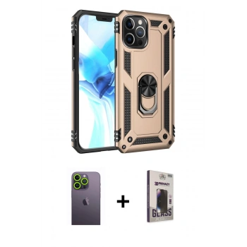MARSİLYAN™- iPhone 12 Pro Max Kılıf Ahenk Klasik Koleksiyonu - Siyah Bilvis Hayalet Cam Ekran Koruyucu + Neon Fosforlu Kamera Lens - YL