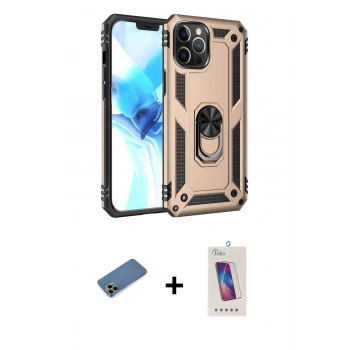 MARSİLYAN™- iPhone 12 Pro Max Kılıf Ahenk Klasik Koleksiyonu - Siyah Joko 5D Cam + Shine Kamera Lens Koruma Cam - GD