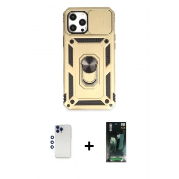 MARSİLYAN™- iPhone 12 Pro Max Kılıf Ahenk Klasik - Şeffaf 360 Full Body Arka Koruyucu + Shine Kamera Lens - LT