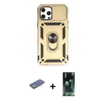 MARSİLYAN™- iPhone 12 Pro Max Kılıf Ahenk Klasik - Siyah 360 Mat Full Body Arka Koruyucu + Renkli Kamera Lens Koruma Cam - YL