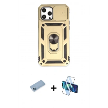 MARSİLYAN™- iPhone 12 Pro Max Kılıf Ahenk Klasik - Siyah 3D Antistatik Seramik Nano Ekran Koruyucu + Shine Kamera Lens Koruma Cam - MI