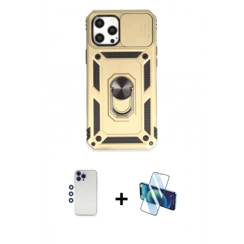 MARSİLYAN™- iPhone 12 Pro Max Kılıf Ahenk Klasik - Siyah 3D Antistatik Seramik Nano Ekran Koruyucu + Shine Kamera Lens - LT
