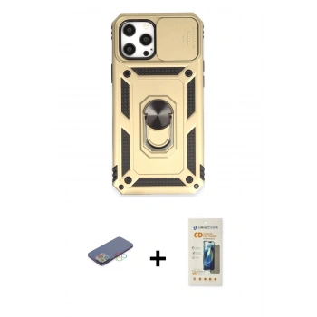 MARSİLYAN™- iPhone 12 Pro Max Kılıf Ahenk Klasik - Siyah 6D Mat Seramik Hayalet Nano Ekran Koruyucu + Renkli Kamera Lens Koruma Cam - MI