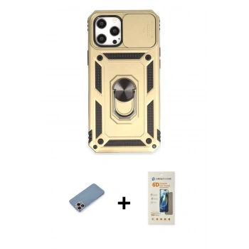 MARSİLYAN™- iPhone 12 Pro Max Kılıf Ahenk Klasik - Siyah 6D Mat Seramik Hayalet Nano Ekran Koruyucu + Shine Kamera Lens Koruma Cam - PE