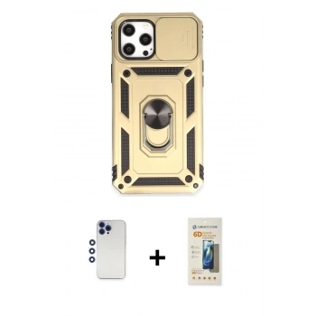 MARSİLYAN™- iPhone 12 Pro Max Kılıf Ahenk Klasik - Siyah 6D Mat Seramik Hayalet Nano Ekran Koruyucu + Shine Kamera Lens - LT