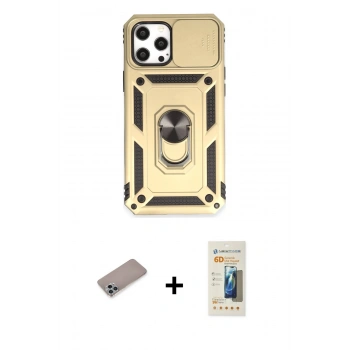 MARSİLYAN™- iPhone 12 Pro Max Kılıf Ahenk Klasik - Siyah 6D Mat Seramik Hayalet Nano Ekran Koruyucu + Shine Kamera Lens Koruma Cam - SABE
