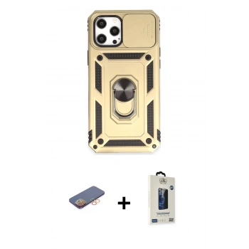 MARSİLYAN™- iPhone 12 Pro Max Kılıf Ahenk Klasik - Siyah Bilvis Hayalet Cam Ekran Koruyucu + Renkli Kamera Lens Koruma Cam - TU