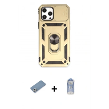 MARSİLYAN™- iPhone 12 Pro Max Kılıf Ahenk Klasik - Siyah Joko Magic 5D Cam + Shine Kamera Lens Koruma Cam - GS