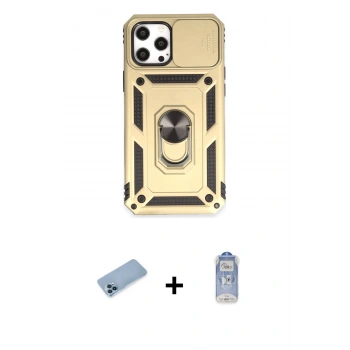 MARSİLYAN™- iPhone 12 Pro Max Kılıf Ahenk Klasik - Siyah Joko Magic 5D Cam + Shine Kamera Lens Koruma Cam - MI