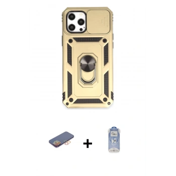 MARSİLYAN™- iPhone 12 Pro Max Kılıf Ahenk Klasik - Siyah Joko Magic 5D Cam + Renkli Kamera Lens Koruma Cam - TU