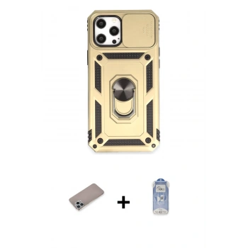 MARSİLYAN™- iPhone 12 Pro Max Kılıf Ahenk Klasik - Siyah Joko Magic 5D Cam + Shine Kamera Lens Koruma Cam - SABE
