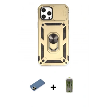 MARSİLYAN™- iPhone 12 Pro Max Kılıf Ahenk Klasik - Siyah Joko Magic 5D Hayalet Cam + Shine Kamera Lens Koruma Cam - GD