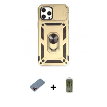 MARSİLYAN™- iPhone 12 Pro Max Kılıf Ahenk Klasik - Siyah Joko Magic 5D Hayalet Cam + Metal Kamera Lens Koruma Cam - KI