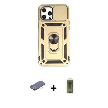 MARSİLYAN™- iPhone 12 Pro Max Kılıf Ahenk Klasik - Siyah Joko Magic 5D Hayalet Cam + Renkli Kamera Lens Koruma Cam - PE