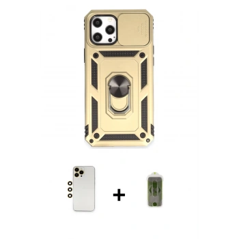MARSİLYAN™- iPhone 12 Pro Max Kılıf Ahenk Klasik - Siyah Joko Magic 5D Hayalet Cam + Shine Kamera Lens - GD