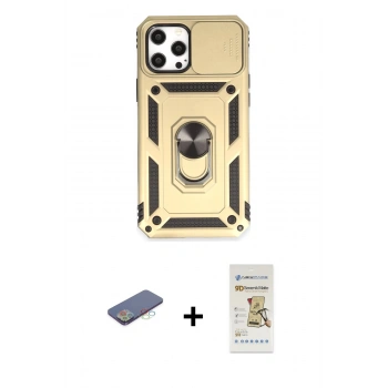 MARSİLYAN™- iPhone 12 Pro Max Kılıf Ahenk Klasik - Siyah Mat Seramik Nano Ekran Koruyucu + Renkli Kamera Lens Koruma Cam - MI