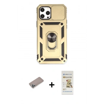 MARSİLYAN™- iPhone 12 Pro Max Kılıf Ahenk Klasik - Siyah Mat Seramik Nano Ekran Koruyucu + Shine Kamera Lens Koruma Cam - SABE