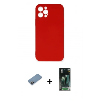 MARSİLYAN™- iPhone 12 Pro Max Kılıf Ahenk Serisi - Şeffaf 360 Full Body Arka Koruyucu + Shine Kamera Lens Koruma Cam - GS