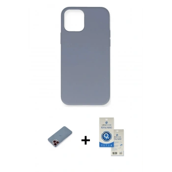 MARSİLYAN™- iPhone 12 Pro Max Kılıf Ahenk Serisi - Şeffaf Royal Nano Ekran Koruyucu + Metal Kamera Lens Koruma Cam - KI
