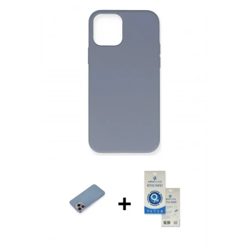 MARSİLYAN™- iPhone 12 Pro Max Kılıf Ahenk Serisi - Şeffaf Royal Nano Ekran Koruyucu + Shine Kamera Lens Koruma Cam - PE