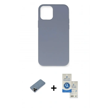 MARSİLYAN™- iPhone 12 Pro Max Kılıf Ahenk Serisi - Şeffaf Royal Nano Ekran Koruyucu + Shine Kamera Lens Koruma Cam - SH
