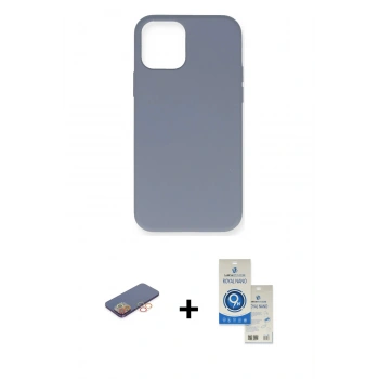 MARSİLYAN™- iPhone 12 Pro Max Kılıf Ahenk Serisi - Şeffaf Royal Nano Ekran Koruyucu + Renkli Kamera Lens Koruma Cam - TU
