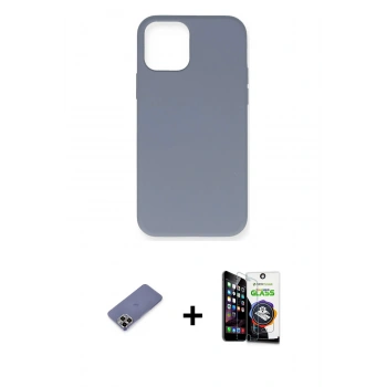 MARSİLYAN™- iPhone 12 Pro Max Kılıf Ahenk Serisi - Şeffaf Temperli Cam Ekran Koruyucu + Metal Kamera Lens Koruma Cam - GD