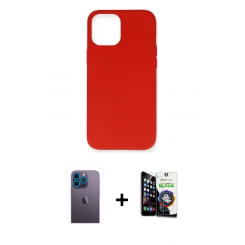 MARSİLYAN™- iPhone 12 Pro Max Kılıf Ahenk Serisi - Şeffaf Temperli Cam Ekran Koruyucu + Neon Fosforlu Kamera Lens - MI