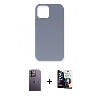 MARSİLYAN™- iPhone 12 Pro Max Kılıf Ahenk Serisi - Şeffaf Temperli Cam Ekran Koruyucu + Neon Fosforlu Kamera Lens - BZ