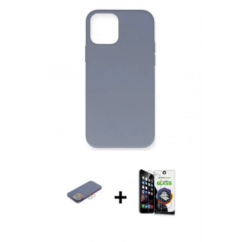 MARSİLYAN™- iPhone 12 Pro Max Kılıf Ahenk Serisi - Şeffaf Temperli Cam Ekran Koruyucu + Renkli Kamera Lens Koruma Cam - PE