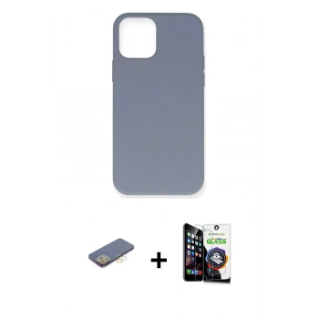 MARSİLYAN™- iPhone 12 Pro Max Kılıf Ahenk Serisi - Şeffaf Temperli Cam Ekran Koruyucu + Renkli Kamera Lens Koruma Cam - SI