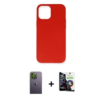 MARSİLYAN™- iPhone 12 Pro Max Kılıf Ahenk Serisi - Şeffaf Temperli Cam Ekran Koruyucu + Neon Fosforlu Kamera Lens - YL