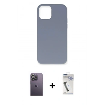 MARSİLYAN™- iPhone 12 Pro Max Kılıf Ahenk Serisi - Şeffaf Uv Polymer Nano Ekran Koruyucu + Neon Fosforlu Kamera Lens - BZ