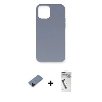 MARSİLYAN™- iPhone 12 Pro Max Kılıf Ahenk Serisi - Şeffaf Uv Polymer Nano Ekran Koruyucu + Metal Kamera Lens Koruma Cam - KI
