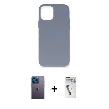 MARSİLYAN™- iPhone 12 Pro Max Kılıf Ahenk Serisi - Şeffaf Uv Polymer Nano Ekran Koruyucu + Neon Fosforlu Kamera Lens - MI