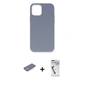 MARSİLYAN™- iPhone 12 Pro Max Kılıf Ahenk Serisi - Şeffaf Uv Polymer Nano Ekran Koruyucu + Renkli Kamera Lens Koruma Cam - SI