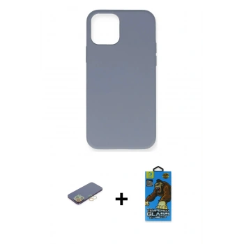 MARSİLYAN™- iPhone 12 Pro Max Kılıf Ahenk Serisi - Siyah 18D Cam Ekran Koruyucu + Renkli Kamera Lens Koruma Cam - SI