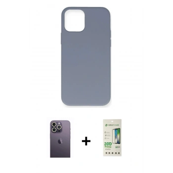 MARSİLYAN™- iPhone 12 Pro Max Kılıf Ahenk Serisi - Siyah 20D Premium Cam Ekran Koruyucu + Neon Fosforlu Kamera Lens - BZ