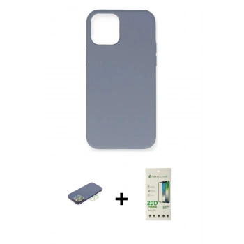 MARSİLYAN™- iPhone 12 Pro Max Kılıf Ahenk Serisi - Siyah 20D Premium Cam Ekran Koruyucu + Renkli Kamera Lens Koruma Cam - YL