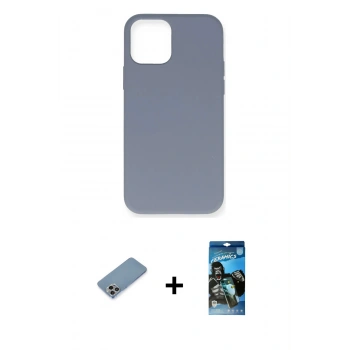 MARSİLYAN™- iPhone 12 Pro Max Kılıf Ahenk Serisi - Siyah 34D Izgaralı Cam + Shine Kamera Lens Koruma Cam - GI