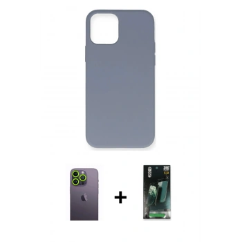 MARSİLYAN™- iPhone 12 Pro Max Kılıf Ahenk Serisi - Siyah 360 Mat Full Body Arka Koruyucu + Neon Fosforlu Kamera Lens - YL