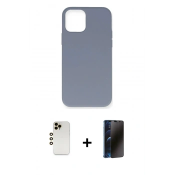MARSİLYAN™- iPhone 12 Pro Max Kılıf Ahenk Serisi - Siyah 3D Antistatik Hayalet Cam Ekran Koruyucu + Shine Kamera Lens - GD