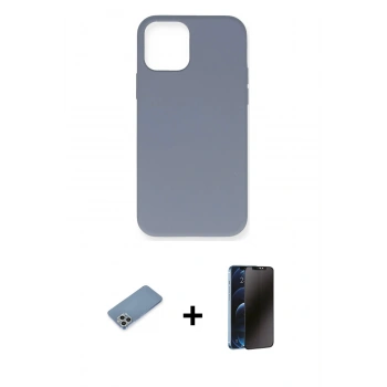 MARSİLYAN™- iPhone 12 Pro Max Kılıf Ahenk Serisi - Siyah 3D Antistatik Hayalet Cam Ekran Koruyucu + Shine Kamera Lens Koruma Cam - GS