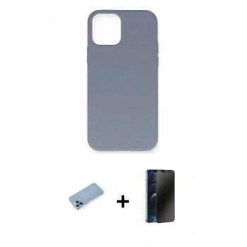 MARSİLYAN™- iPhone 12 Pro Max Kılıf Ahenk Serisi - Siyah 3D Antistatik Hayalet Cam Ekran Koruyucu + Shine Kamera Lens Koruma Cam - MI