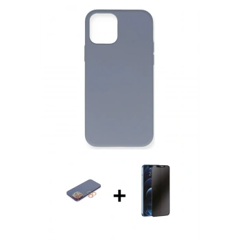 MARSİLYAN™- iPhone 12 Pro Max Kılıf Ahenk Serisi - Siyah 3D Antistatik Hayalet Cam Ekran Koruyucu + Renkli Kamera Lens Koruma Cam - TU