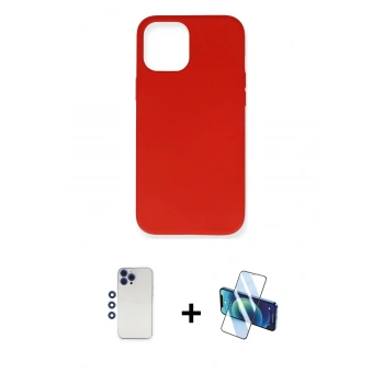MARSİLYAN™- iPhone 12 Pro Max Kılıf Ahenk Serisi - Siyah 3D Antistatik Seramik Nano Ekran Koruyucu + Shine Kamera Lens - LT