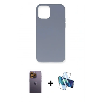 MARSİLYAN™- iPhone 12 Pro Max Kılıf Ahenk Serisi - Siyah 3D Antistatik Seramik Nano Ekran Koruyucu + Neon Fosforlu Kamera Lens - SI