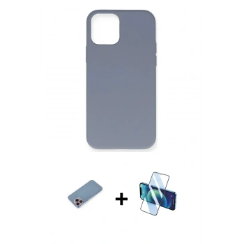 MARSİLYAN™- iPhone 12 Pro Max Kılıf Ahenk Serisi - Siyah 3D Antistatik Seramik Nano Ekran Koruyucu + Shine Kamera Lens Koruma Cam - PE