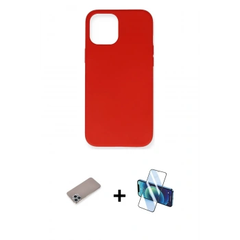 MARSİLYAN™- iPhone 12 Pro Max Kılıf Ahenk Serisi - Siyah 3D Antistatik Seramik Nano Ekran Koruyucu + Shine Kamera Lens Koruma Cam - SABE