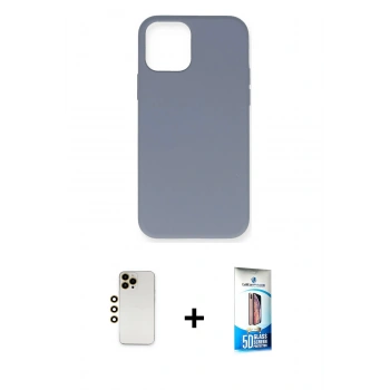 MARSİLYAN™- iPhone 12 Pro Max Kılıf Ahenk Serisi - Siyah 5D Eko Cam Ekran Koruyucu + Shine Kamera Lens - GD